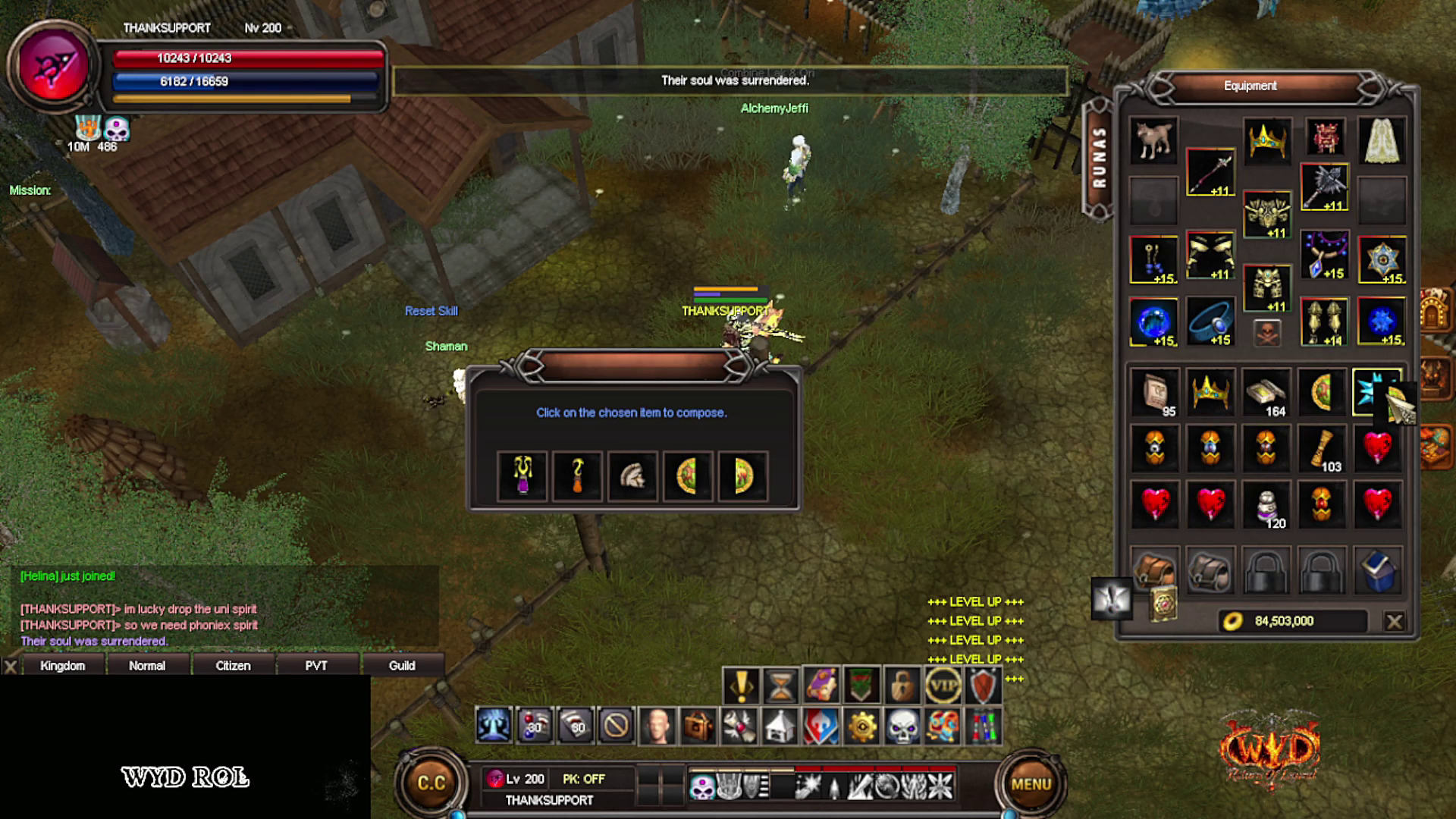 AlchemyJeffi: "Click on the chosen item to compose."