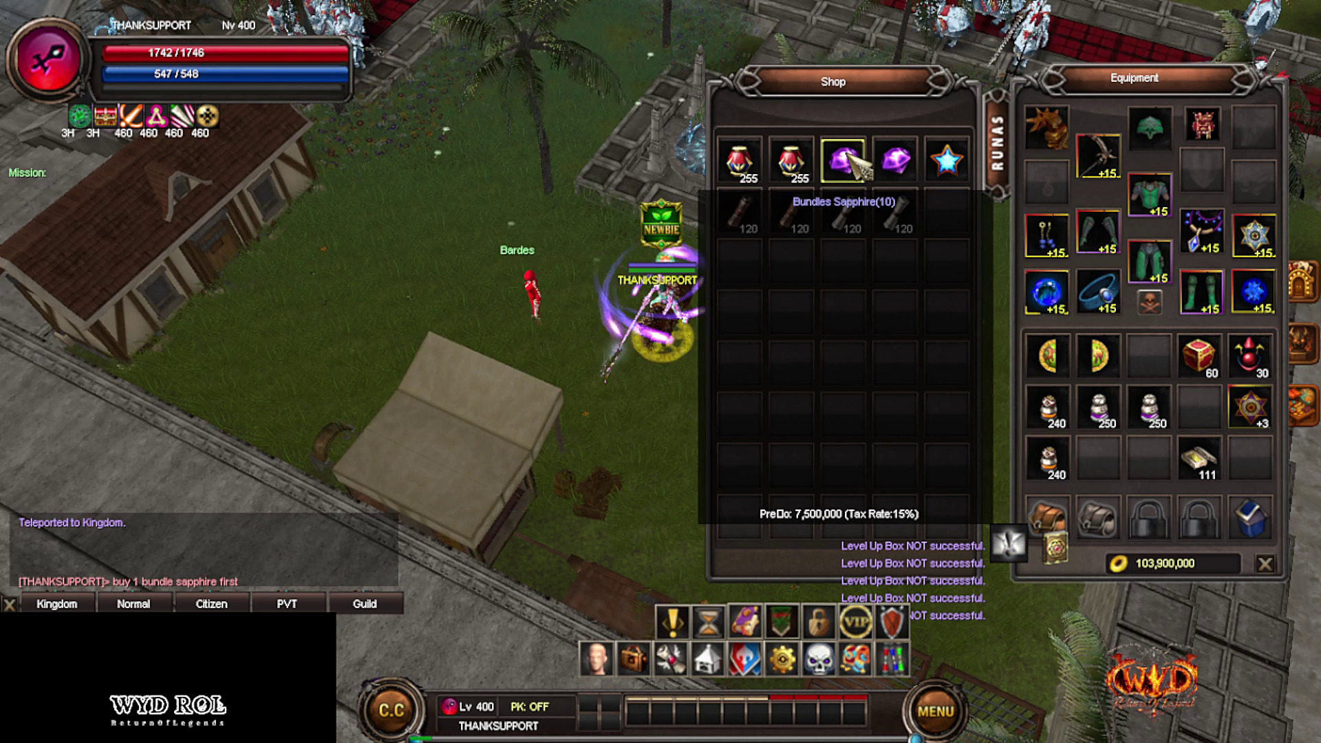 Bardes shop: Bundles Sapphire(10), price 7,500,000 gold.