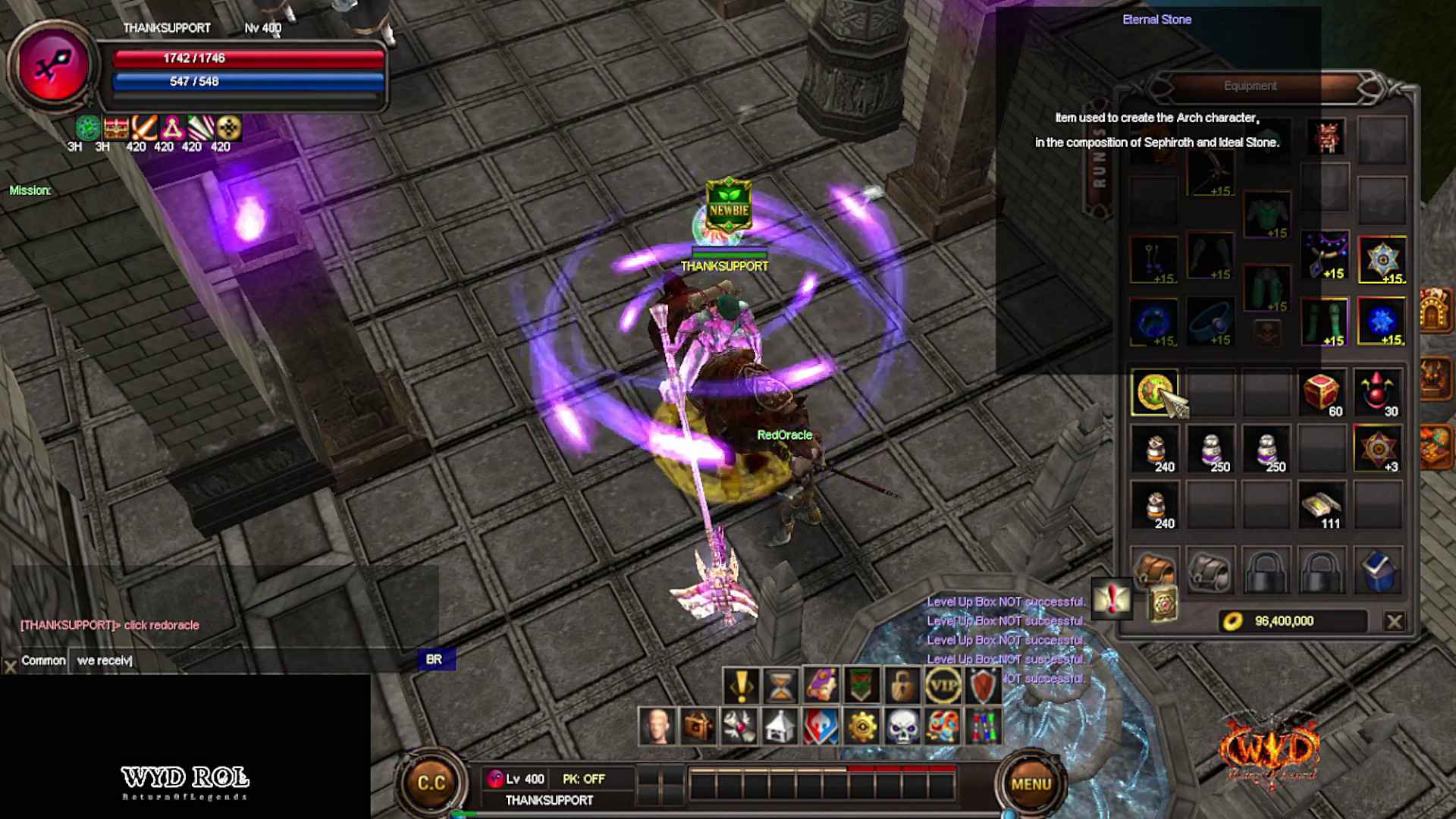 The Eternal Stone: "Item used to create the Arch character, in the composition of Sephiroth and Ideal Stone."