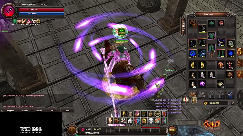 Moving clip: clicking the Oracle and getting the Eternal Stone.