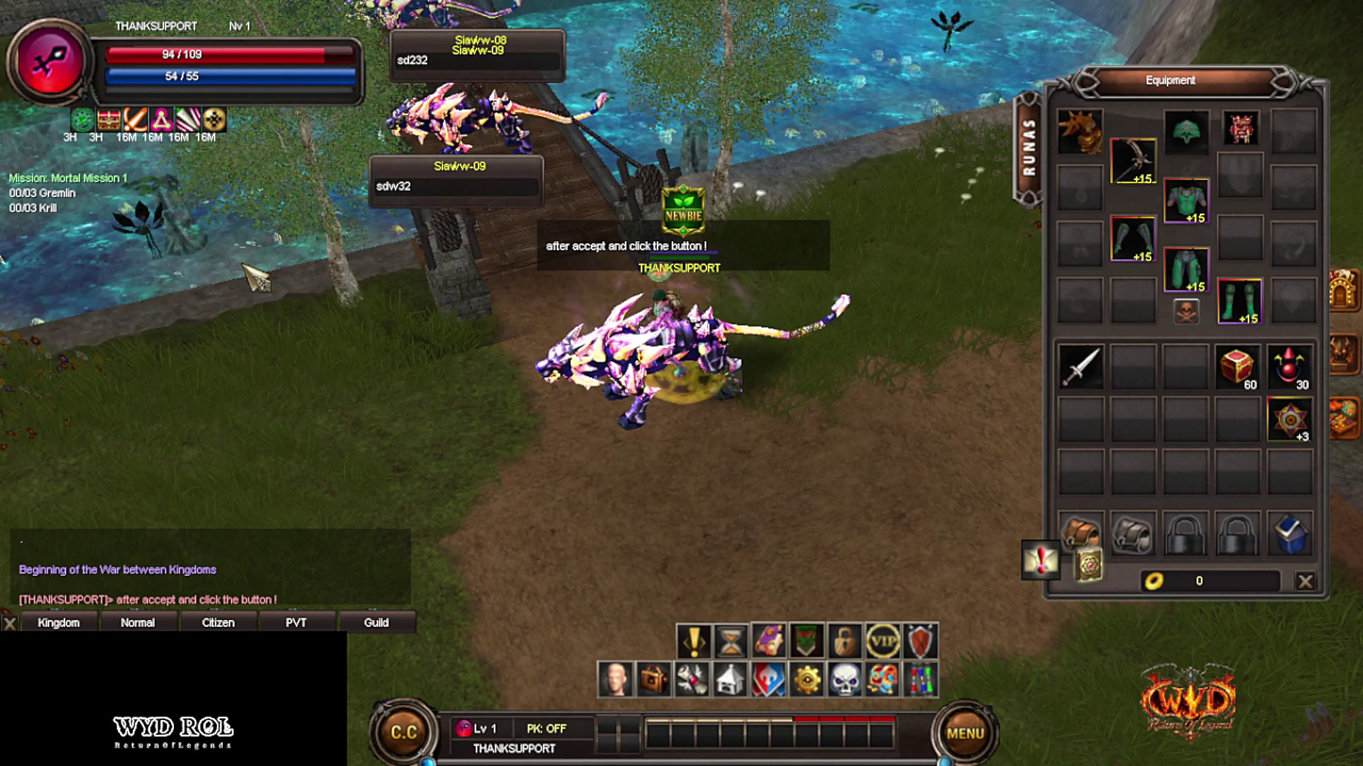 The mission shows on the left of the screen.
