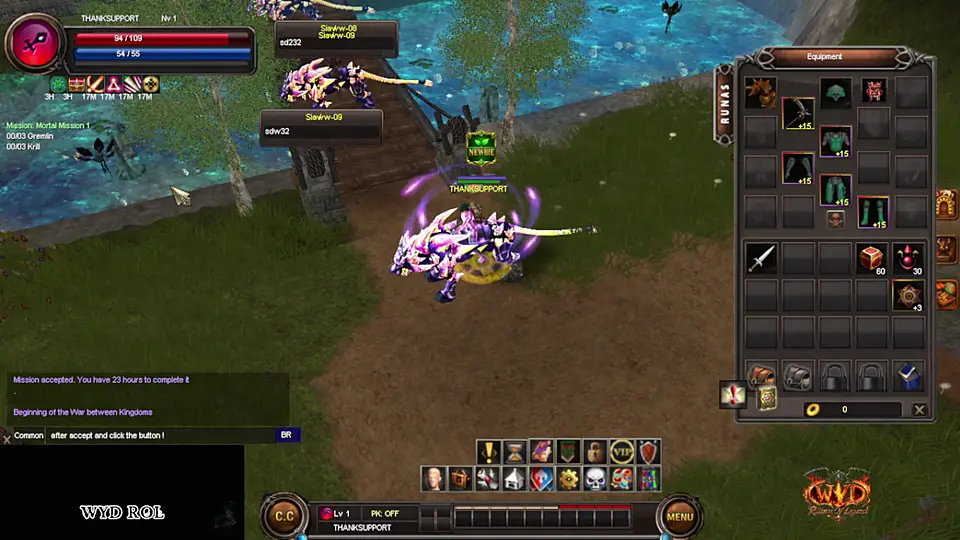 Moving clip: accept the mission and teleport to the monster.