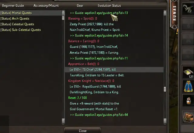 The new quest window