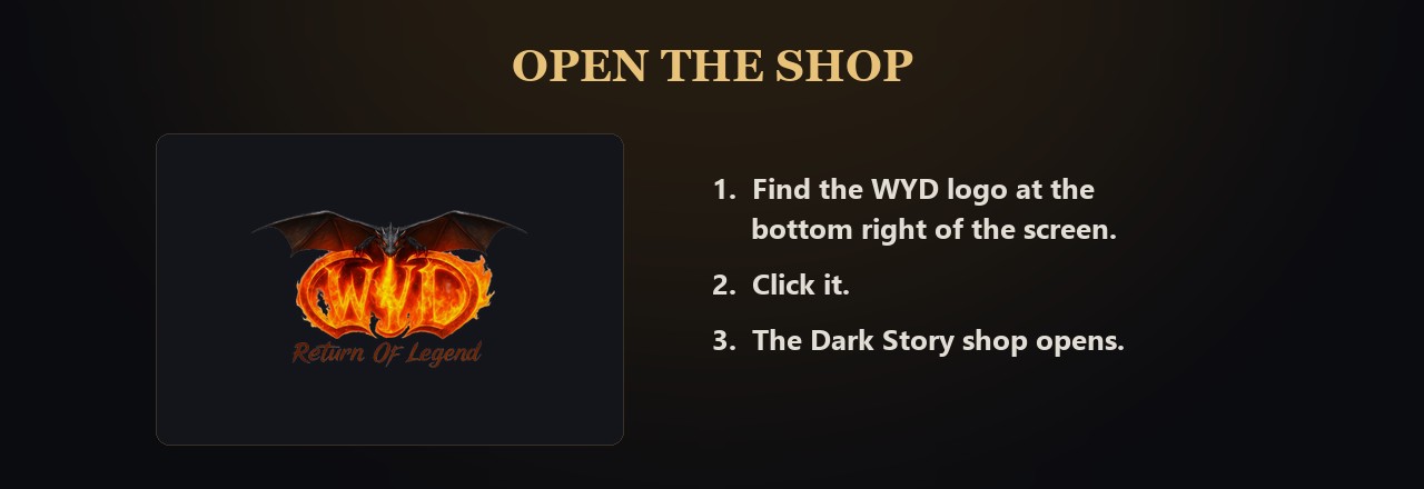 The WYD logo opens the shop