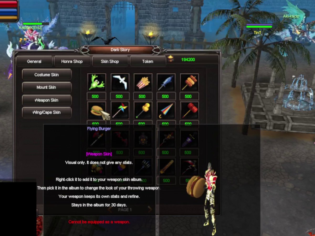 Weapon skin: visual only