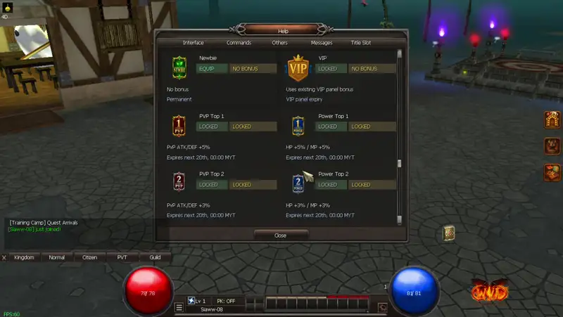 Open Title Slot and click EQUIP