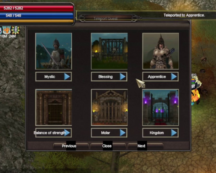 Page 2: Mystic, Blessing, Apprentice, Balance of strength, Molar and Kingdom