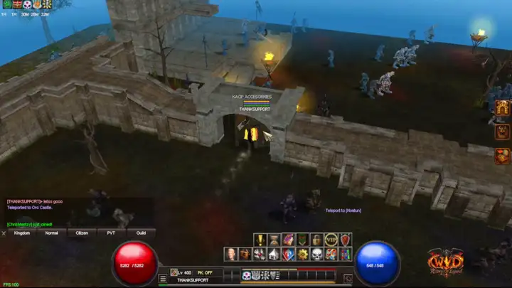 Fighting the Orc Lord inside the castle